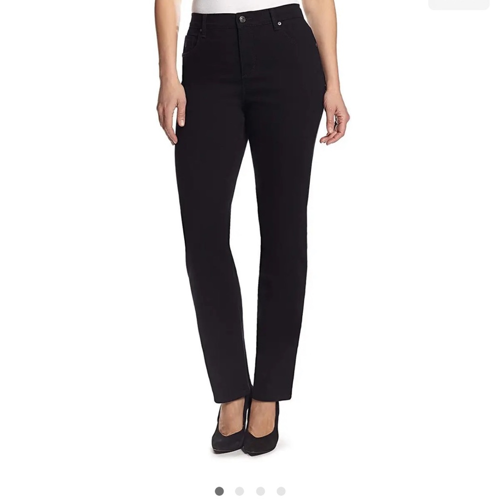 Gloria Vanderbilt Amanda Womens High Rise Black Stretch Tapered Leg Jeans sz 18